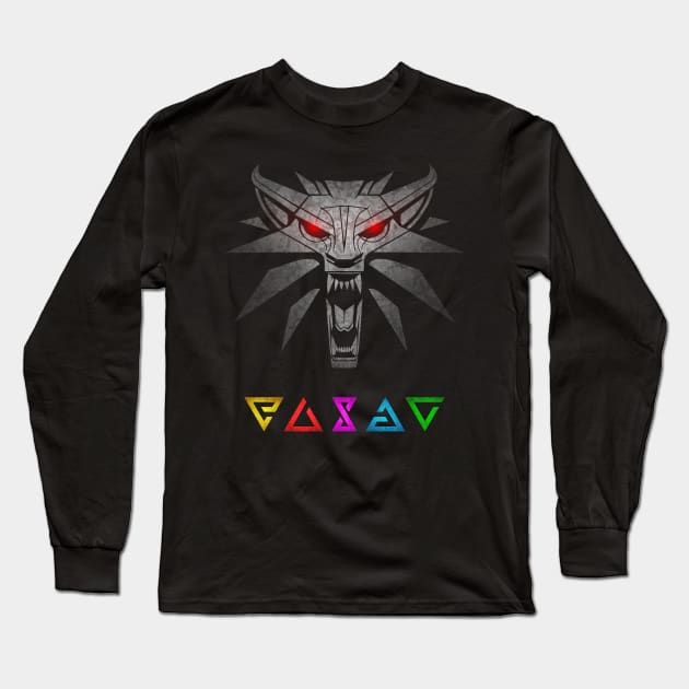 Witcher signs (front) Long Sleeve T-Shirt by happyantsstudio